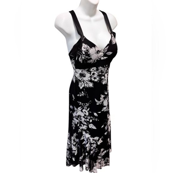 Y2K Black Floral Fairy Slip Halter Dress M Black Whimsy Goth Gypsy Whimsical - Picture 2 of 8